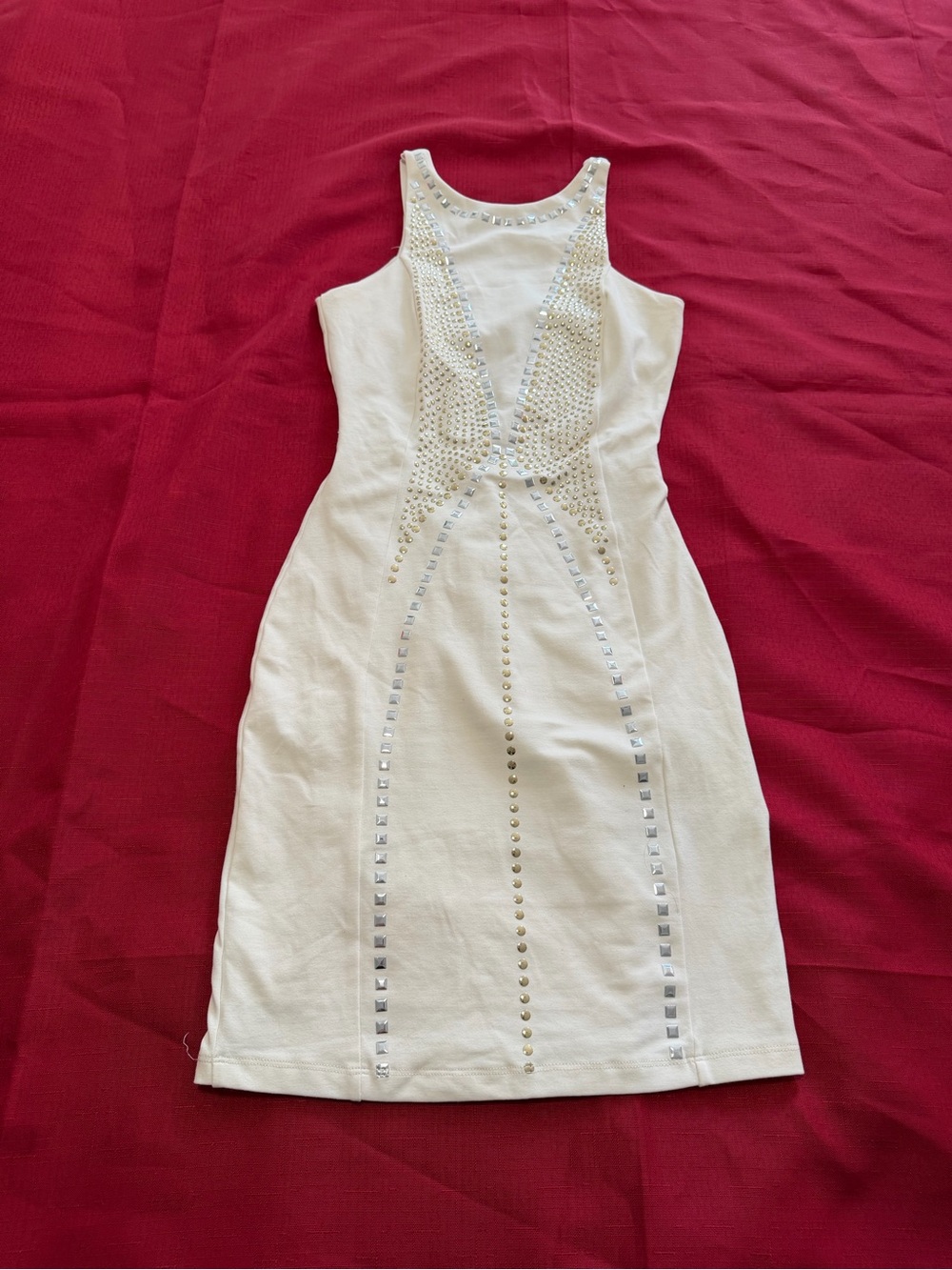 bebe Ivory Studded Bodycon Mini Dress